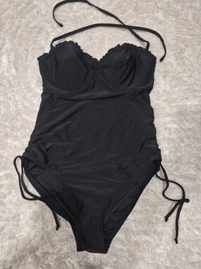 Target Black Ruched Halter One-Piece Swimsuit